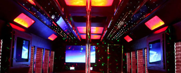 party bus interior seating and lights